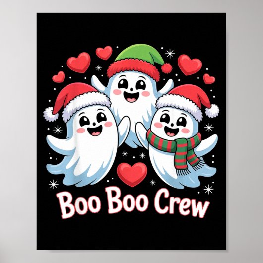 Boo-boo Crew Christmas Ghost Santa Hat Halloween H Poster (Vorne)