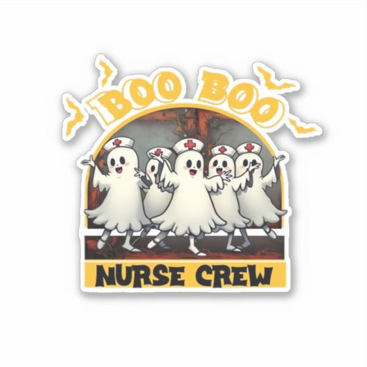 BOO BOO CREW CLASSIC NURSE HALLOWEEN T - SHIRT Ove Aufkleber (Vorderseite)