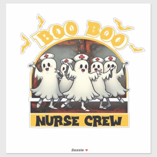 BOO BOO CREW CLASSIC NURSE HALLOWEEN T-SHIRT Overs Aufkleber (Blatt)