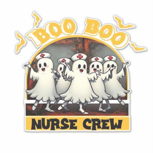 BOO BOO CREW CLASSIC NURSE HALLOWEEN T-SHIRT Overs Aufkleber (Vorderseite)