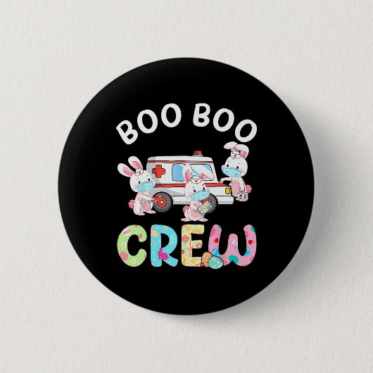 Boo Boo Crew Fun Bunny Ems Emt Paramedic Nurse Eas Button (Vorderseite)