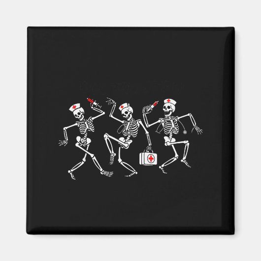 Boo Boo Crew Funny Dancing Skeleton Nurse Squad Ha Magnet (Vorne)