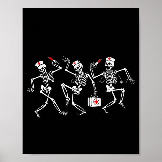 Boo Boo Crew Funny Dancing Skeleton Nurse Squad Ha Poster (Vorne)