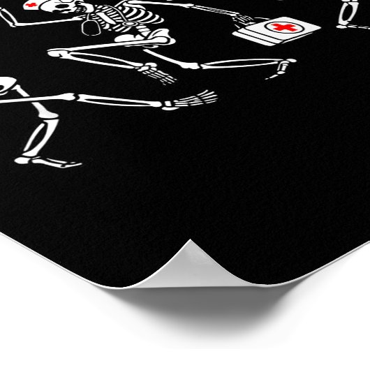 Boo Boo Crew Funny Dancing Skeleton Nurse Squad Ha Poster (Ecke)