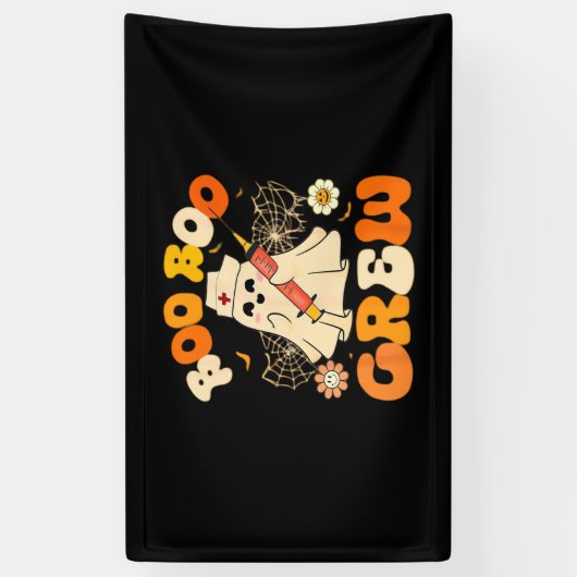 Boo Boo Crew Funny Ghost for Nurse, Retro Hallowee Banner (Vertikal)