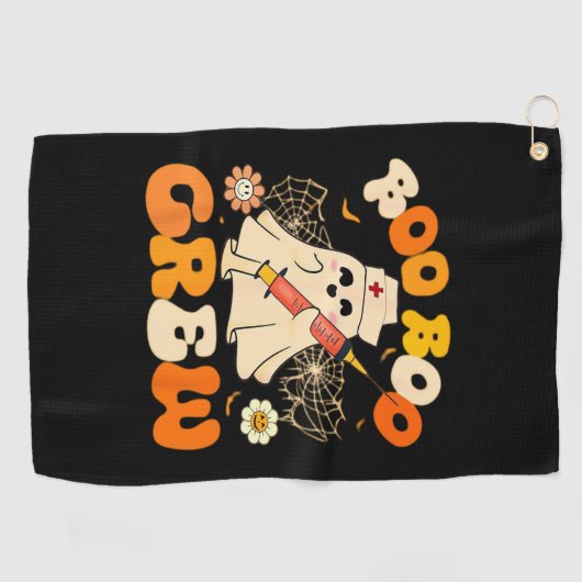 Boo Boo Crew Funny Ghost for Nurse, Retro Hallowee Golfhandtuch (Horizontal)