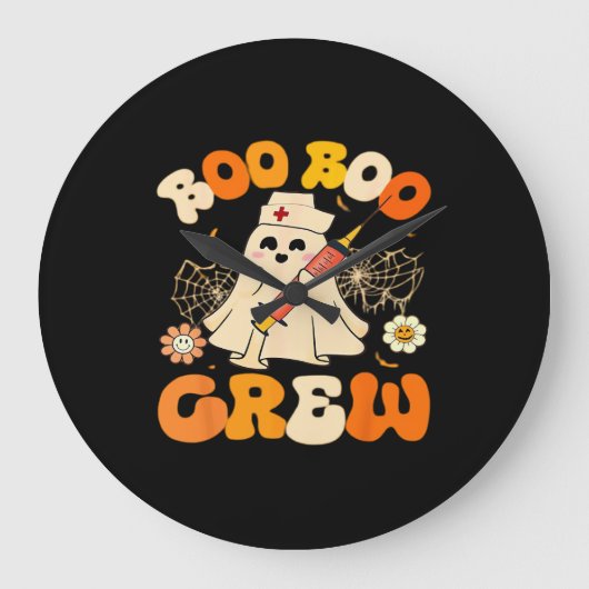 Boo Boo Crew Funny Ghost for Nurse, Retro Hallowee Große Wanduhr (Vorderseite)