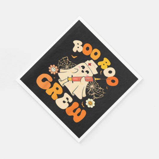 Boo Boo Crew Funny Ghost for Nurse, Retro Hallowee Serviette (Ecke)