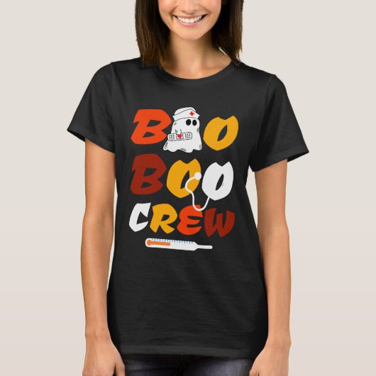 Boo Boo Crew Funny Groovy Ghost Halloween T-Shirt (Vorderseite)