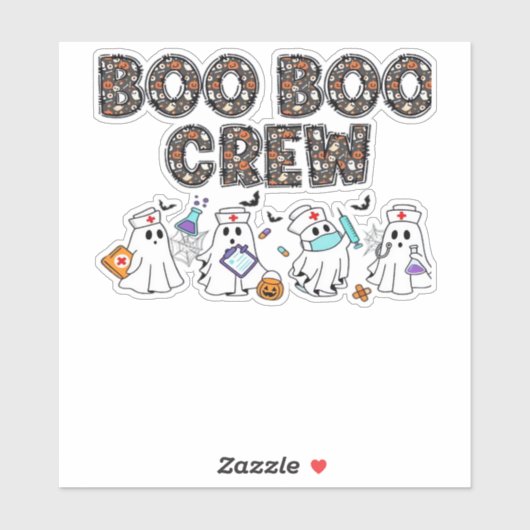 Boo Boo Crew � Funny Halloween Nurse Ghosts Medica Aufkleber (Blatt)