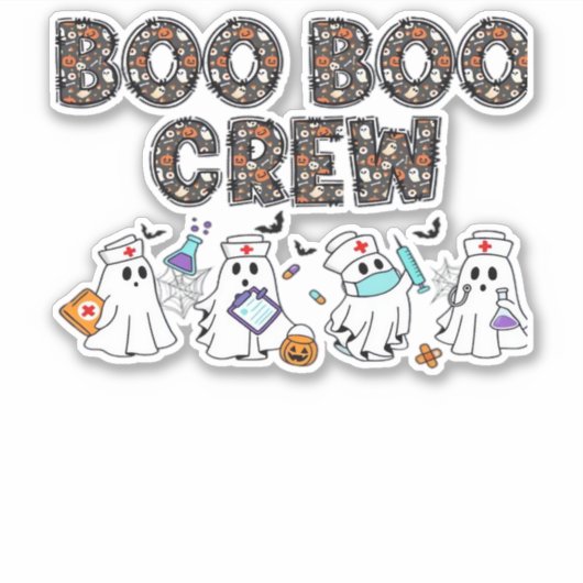 Boo Boo Crew � Funny Halloween Nurse Ghosts Medica Aufkleber (Vorderseite)
