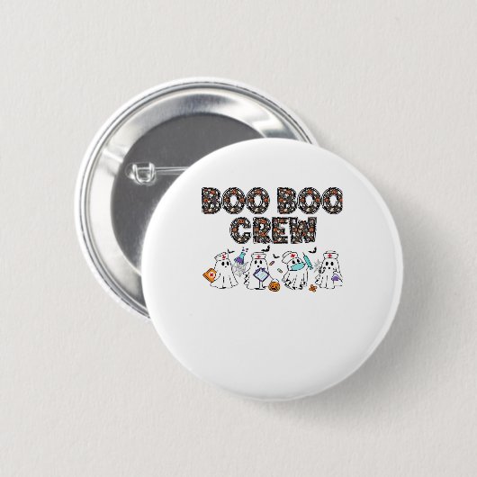 Boo Boo Crew � Funny Halloween Nurse Ghosts Medica Button (Vorne & Hinten)
