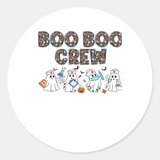 Boo Boo Crew � Funny Halloween Nurse Ghosts Medica Runder Aufkleber (Vorderseite)