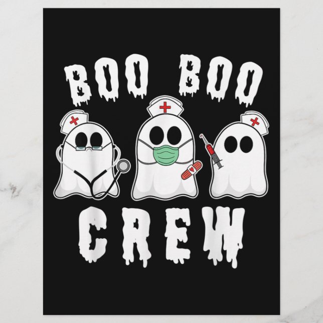 Boo Boo Crew Funny Nurse Ghost Costume Halloween Briefbogen (Vorderseite)