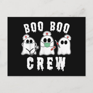 Boo Boo Crew Funny Nurse Ghost Costume Halloween Postkarte