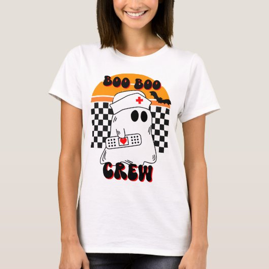 Boo Boo Crew Funny Nurse Ghost Halloween T-Shirt (Vorderseite)