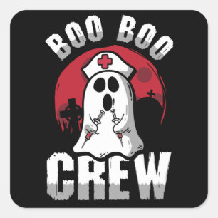 Boo Boo Crew Funny Nurse Halloween Quadratischer Aufkleber