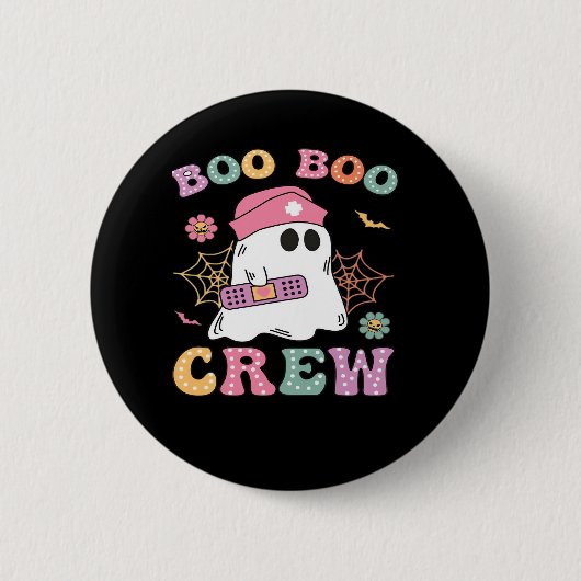 Boo Boo Crew Ghost Nurse Classic T - Shirt Button (Vorderseite)