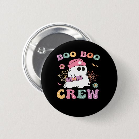 Boo Boo Crew Ghost Nurse Classic T - Shirt Button (Vorne & Hinten)
