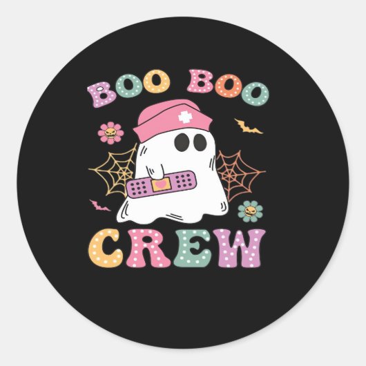 Boo Boo Crew Ghost Nurse Classic T - Shirt Runder Aufkleber (Vorderseite)