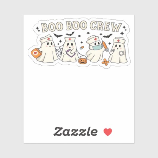 Boo Boo Crew Ghost Nurse Oversifizierter T - Shirt Aufkleber (Blatt)