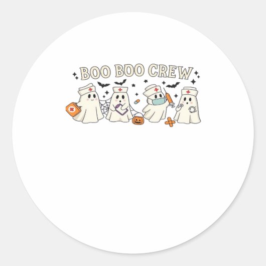 Boo Boo Crew Ghost Nurse Oversifizierter T - Shirt Runder Aufkleber (Vorderseite)