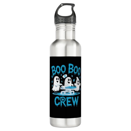 Boo Boo Crew Ghost Paramedic Nurse Halloween Essen Edelstahlflasche (Vorderseite)