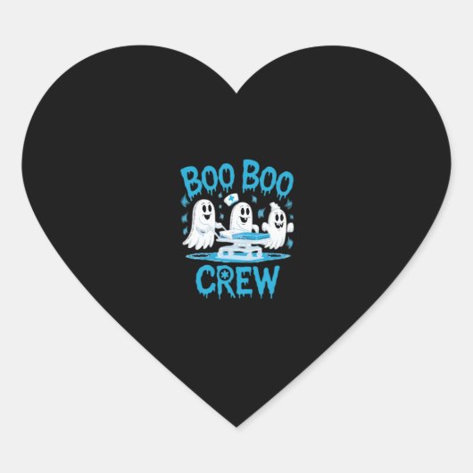 Boo Boo Crew Ghost Paramedic Nurse Halloween Essen Herz-Aufkleber (Vorderseite)