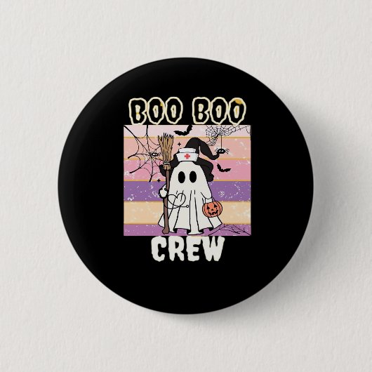 Boo Boo Crew Halloween Ghost Nurse Essential T-Shi Button (Vorderseite)