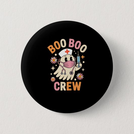 Boo Boo Crew Halloween Ghost Nurse Essential T-Shi Button (Vorderseite)