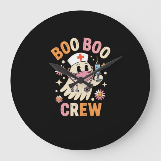 Boo Boo Crew Halloween Ghost Nurse Essential T-Shi Große Wanduhr (Vorderseite)