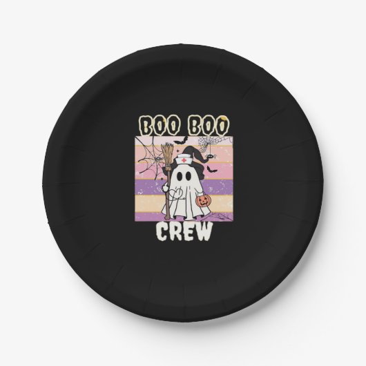Boo Boo Crew Halloween Ghost Nurse Essential T-Shi Pappteller (Vorderseite)