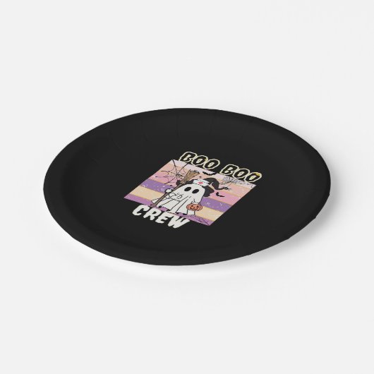 Boo Boo Crew Halloween Ghost Nurse Essential T-Shi Pappteller (Schrägansicht)