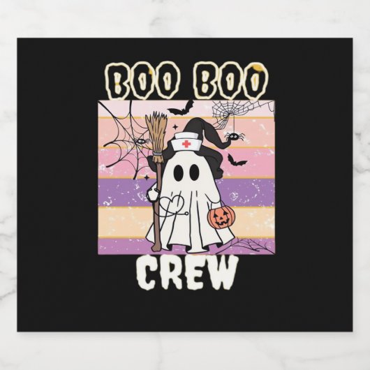 Boo Boo Crew Halloween Ghost Nurse Essential T-Shi Schaumweinetikett (Einzelnes Label)