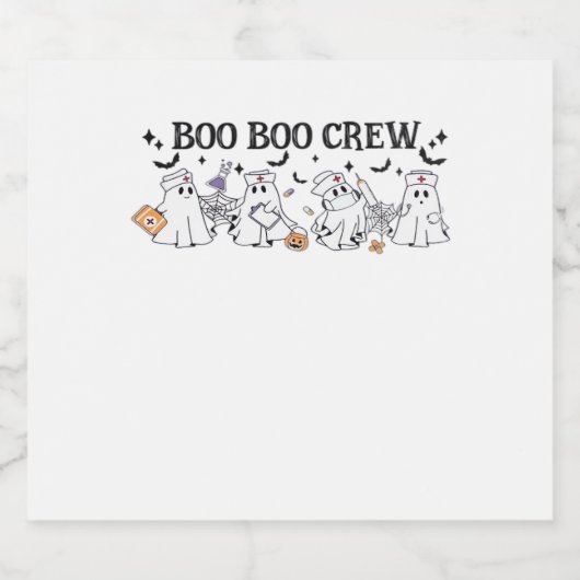 Boo Boo Crew Halloween Klassischer T - Shirt Schaumweinetikett (Einzelnes Label)