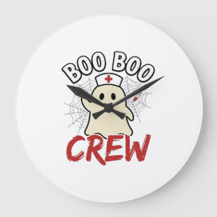 Boo Boo Crew Halloween Krankenschwester Geist Vint Große Wanduhr