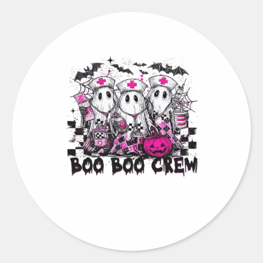 Boo Boo Crew Halloween Nurse Classic T - Shirt Runder Aufkleber (Vorderseite)