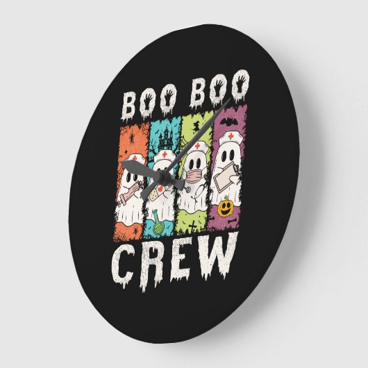 Boo Boo Crew Halloween Nurse Große Wanduhr (Winkel)