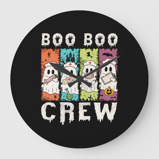 Boo Boo Crew Halloween Nurse Große Wanduhr (Vorderseite)