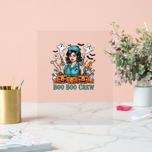Boo Boo Crew Halloween Nurse mit Syringen und Pum Acrylschild (Hochzeit)