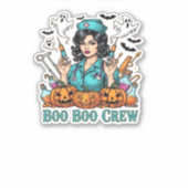 Boo Boo Crew Halloween Nurse mit Syringen und Pum Aufkleber (Vorderseite)