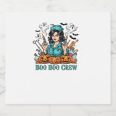 Boo Boo Crew Halloween Nurse mit Syringen und Pum Schaumweinetikett (Einzelnes Label)