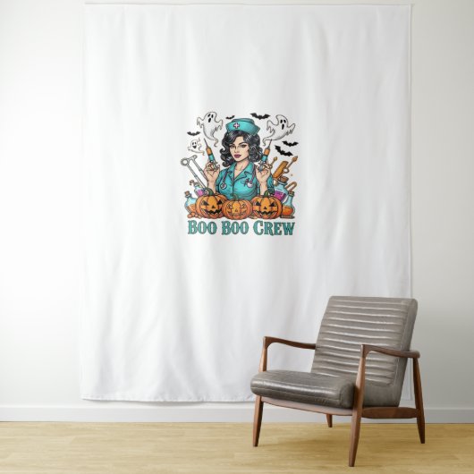 Boo Boo Crew Halloween Nurse mit Syringen und Pum Wandteppich (Beispiel)