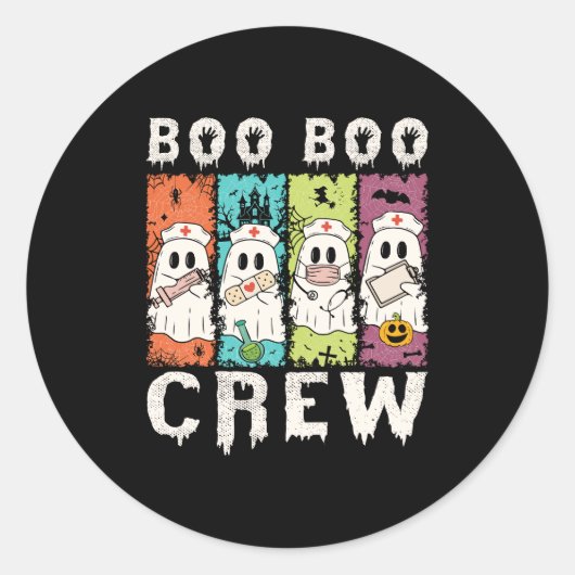 Boo Boo Crew Halloween Nurse Runder Aufkleber (Vorderseite)