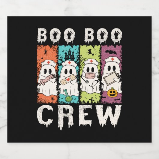 Boo Boo Crew Halloween Nurse Schaumweinetikett (Einzelnes Label)