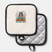 Boo Boo Crew Halloween Nurse with Syringes and Pum Topflappen (Vorderseite/Rückseite)