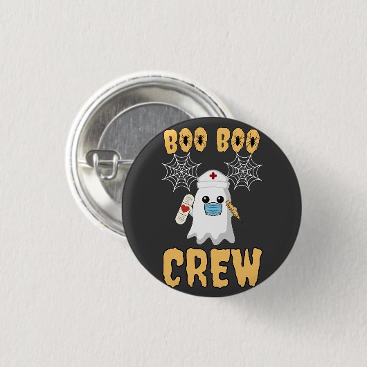 Boo Boo Crew Krankenschwester lustige Halloween Gh Button (Vorne & Hinten)