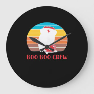 Boo Boo Crew Krankenschwester Lustiger Geist Hallo Große Wanduhr