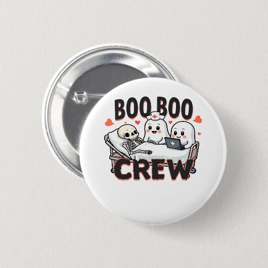 Boo Boo Crew Niedlich Halloween Nurse Ghosts Essen Button (Vorne & Hinten)