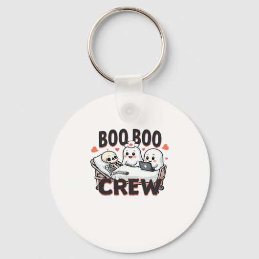 Boo Boo Crew Niedlich Halloween Nurse Ghosts Essen Schlüsselanhänger (Vorderseite)